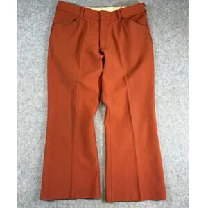 VINTAGE 70s Pants Women Orange Cropped Bootcut Bell Bottom Trouser Retro Size 36